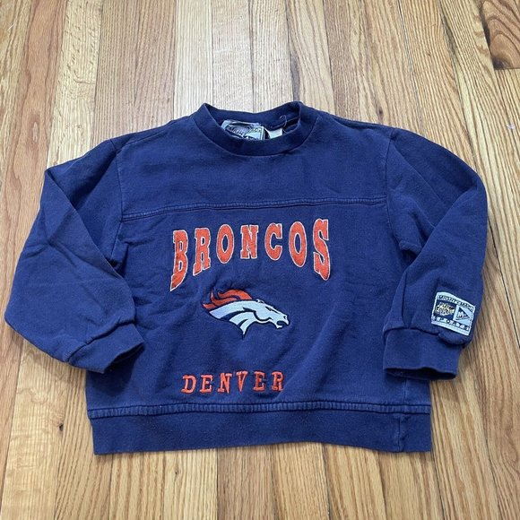 Vintage Denver Broncos CrewNeck Sweatshirt Youth Kids Boys Size Small Mighty Mac - Picture 1 of 5
